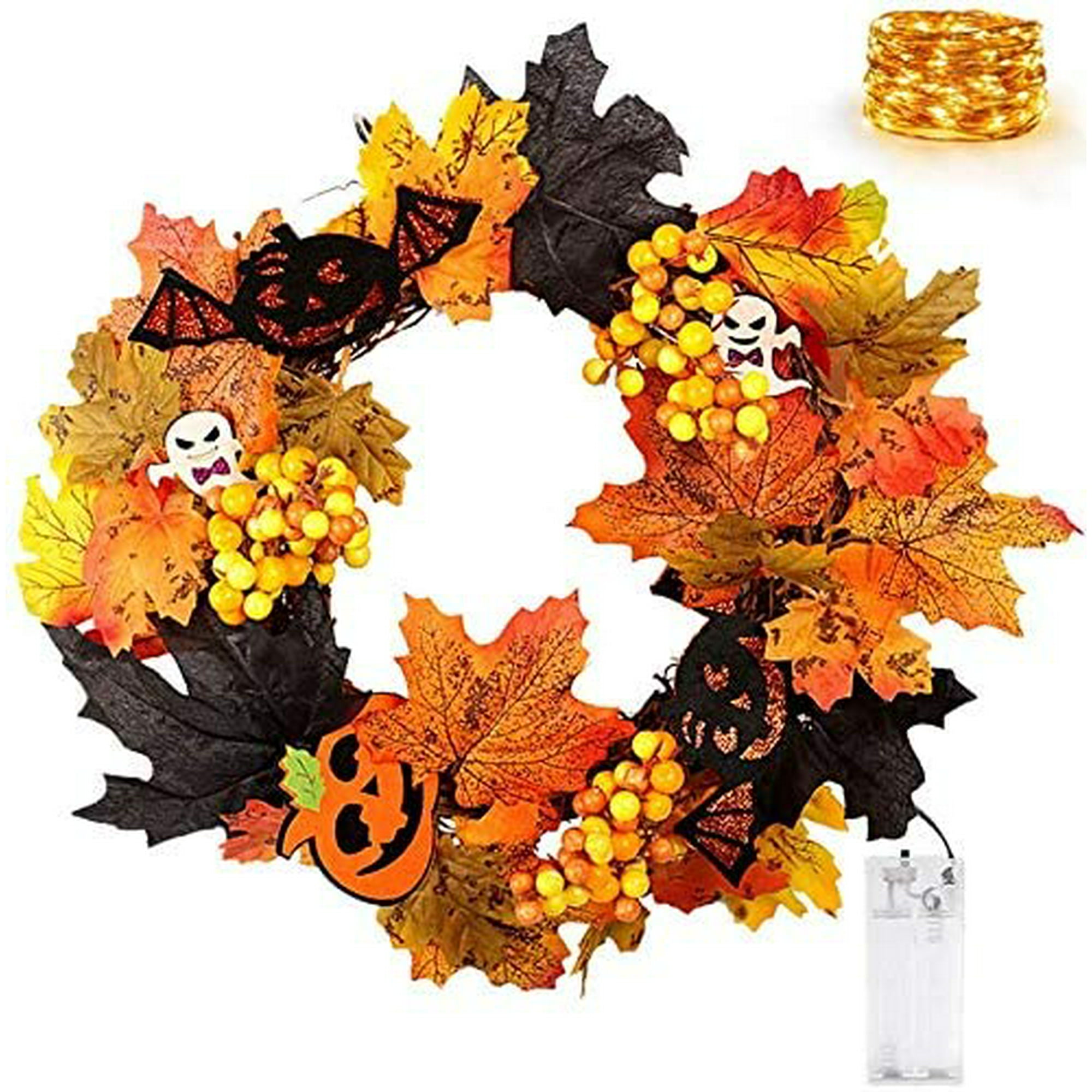 Fall Wreaths Maple Leaf Pumpkin Christmas Thanksgiving Garland Front Door Decor